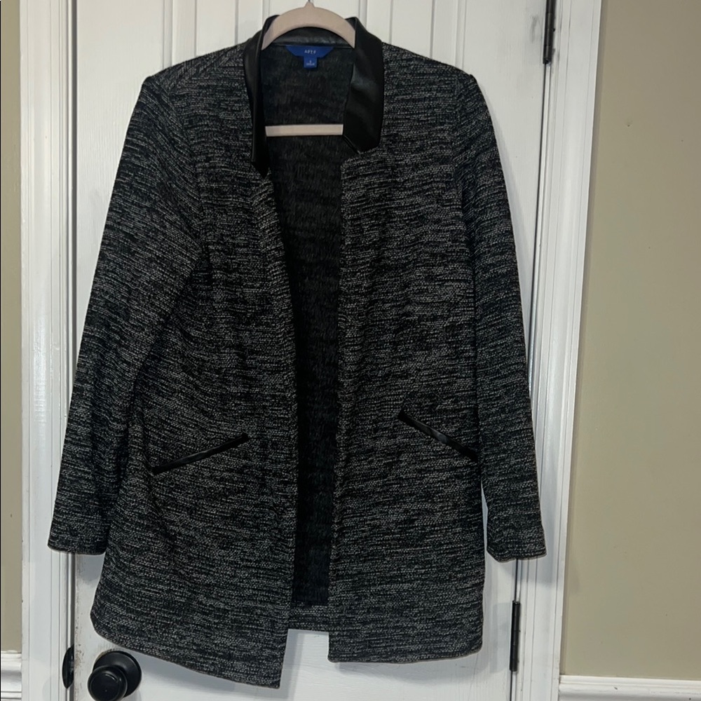 Apt. 9 Black Blazer with Notched Lapels and Open Front